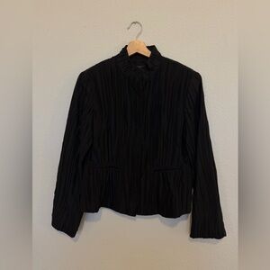 Lafayette 148 Blazer Silk Blend Textured Black Evening Wear Size 8